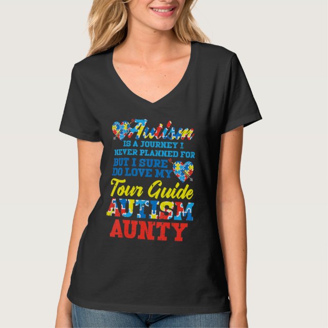 Camiseta Autism Journey Nunca Planejou Guia Turístico à tia (Frente)