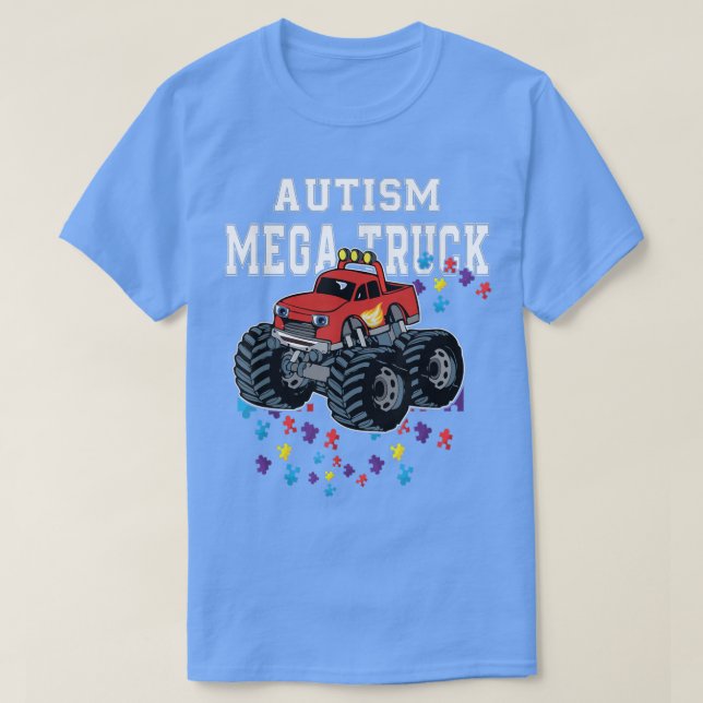 Camiseta Autism Mega Truck Engraçado (Frente do Design)