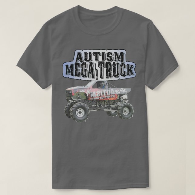 Camiseta Autism Mega Truck Funny Truck Autism Awarene (Frente do Design)