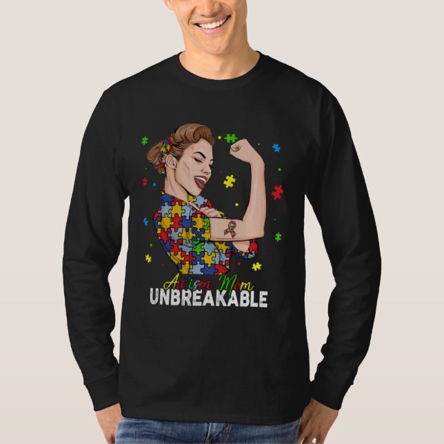 Camiseta Autism Mom Unbreakable  Puzzle Autism Awareness Mo (Frente)
