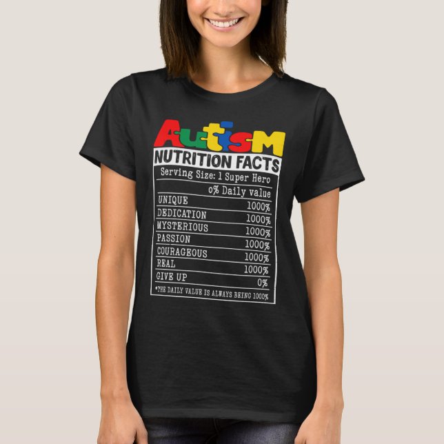 Camiseta Autism Nutrition Facts Toddler Autism Awareness Mo (Frente)