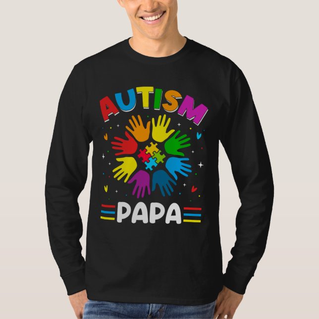 Camiseta Autism Papa Love Autism Awareness Family Matching (Frente)