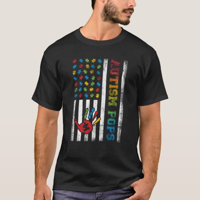 Camiseta Autism Pops American Flag Autism Awareness (Frente)