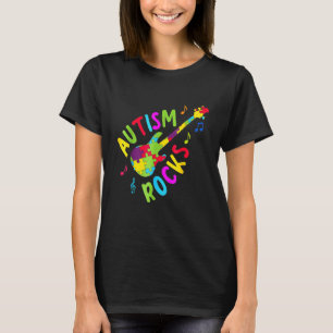Camiseta Autism Rocks Autismo Sensibilização Guitar Quebra-