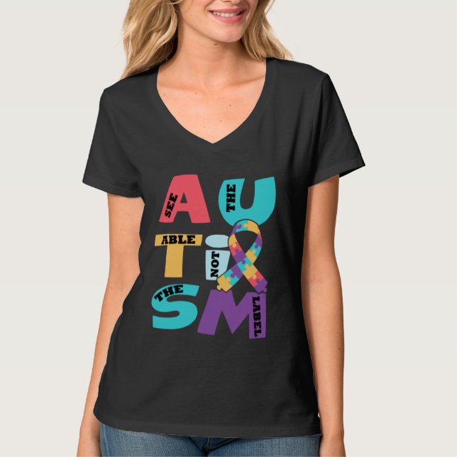 Camiseta Autism See The Able Not The Label Mother s Day (Frente)