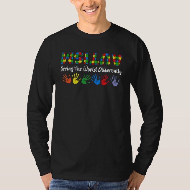 Camiseta Autism Seeing The World Differently Puzzle Upside  (Frente)