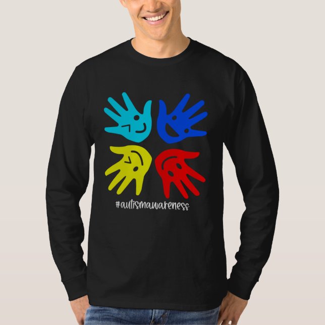 Camiseta Autism Sign Hand Smile Face Autistic Child Autism  (Frente)