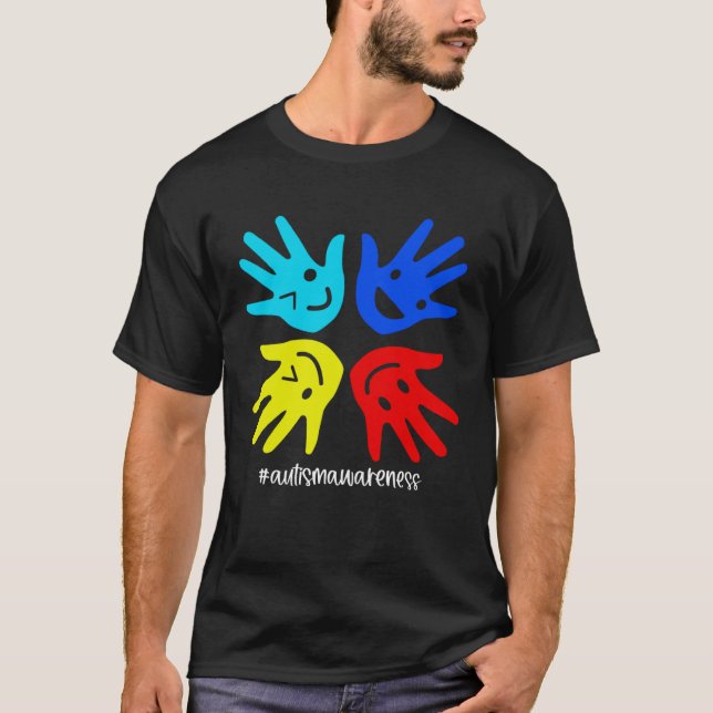 Camiseta Autism Sign Hand Smile Face Autistic Child Autism  (Frente)