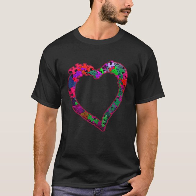 Camiseta Autism solidarity autistic awareness puzzle heart (Frente)