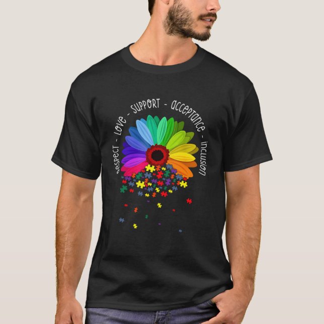Camiseta Autism Sunflower Respect Love Support Autism Aware (Frente)