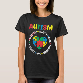 Camiseta Autism Support Care Acceptance Love Community Awar