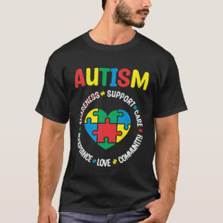 Camiseta Autism Support Care Acceptance Love Community Awar