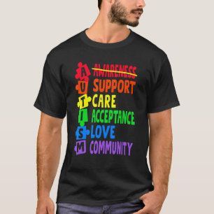 Camiseta Autism Support Care Aceitação Love Autism Awarene
