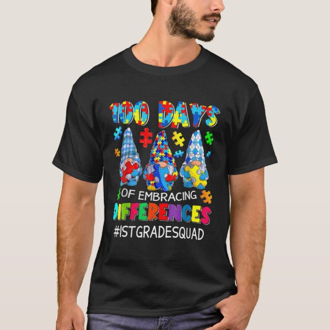Camiseta Autism Teacher 100 Days Of Embracing Differences 1 (Frente)