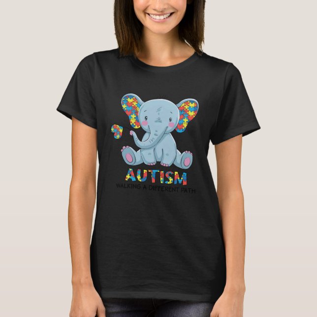 Camiseta Autism Walking A Different Path Elephant Autism Aw (Frente)