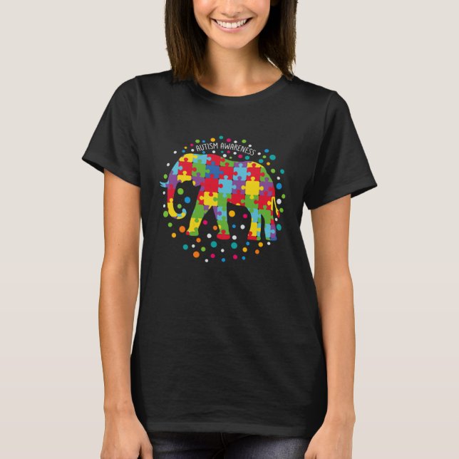 Camiseta Autism  Women Men Elephant Support Autism Awarenes (Frente)
