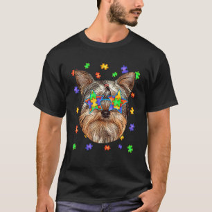 Camiseta Autism Yorkshire Terrier Dog Quebra-cabeça Sunglas