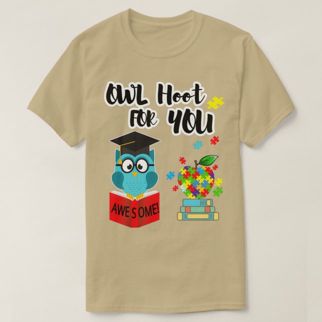 Camiseta AutismHero Neurodiversity Owl Hoot For You (Frente do Design)