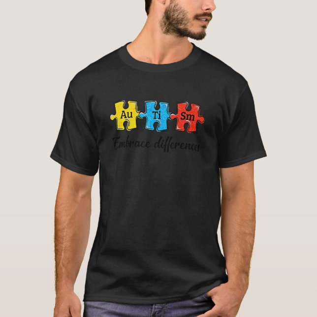 Camiseta Autismo Abraça Diferenças Quebra-cabeça Autismo Co (Frente)