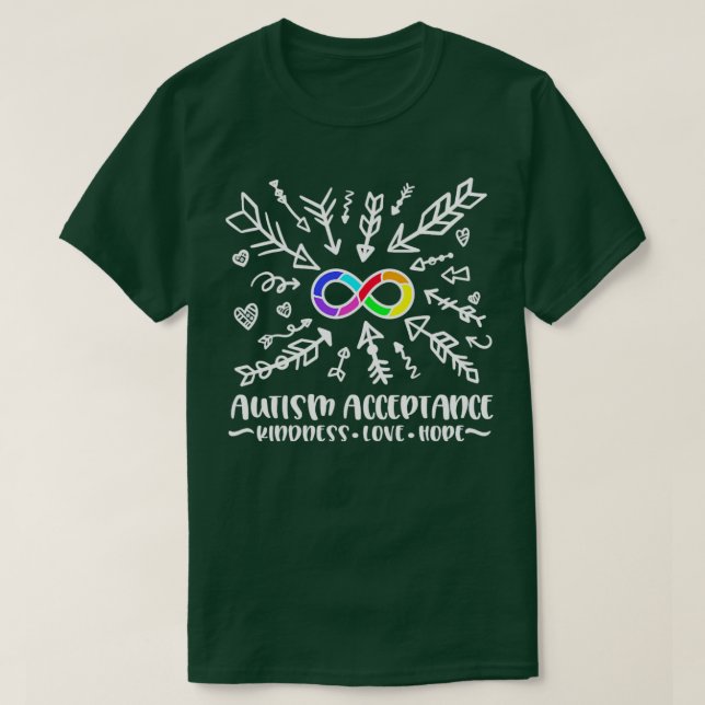 Camiseta Autismo aceitação do Rainbow Infinity (Frente do Design)