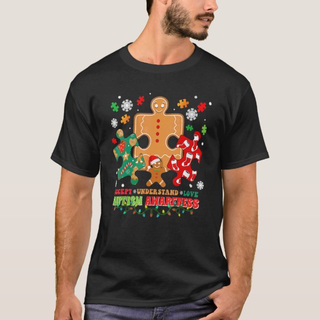 Camiseta Autismo Aceitar Entender Amar Autismo Puzzle Crist (Frente)