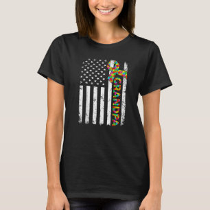 Camiseta Autismo Afastado Avô Americano Bandeira Family Mat
