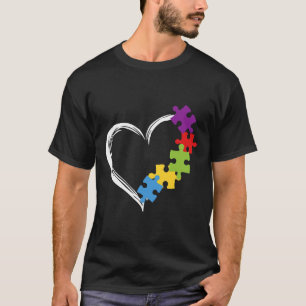 Camiseta Autismo-Amor Fita Coração Puzzle Conscientização d