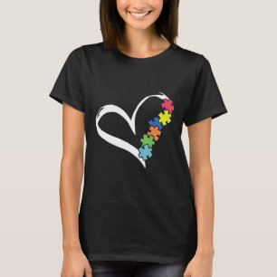 Camiseta Autismo-Amor Fita Coração Puzzle Conscientização d