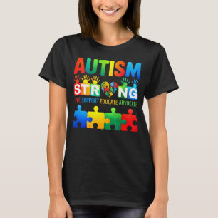 Camiseta Autismo Amor Forte Apoiar Educar Advogado Puzzle