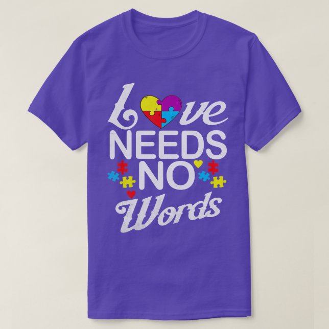 Camiseta Autismo Amor Não Precisa De Palavras Autismo Sensi (Frente do Design)