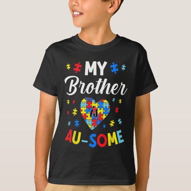 Camiseta Autismo Apoio E Consciência Meu Irmão Autista I (Frente)