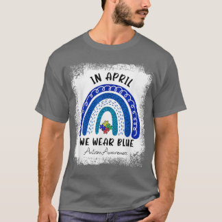 Camiseta Autismo Arco-Íris Em Abril Vestimos Autismo Azul A