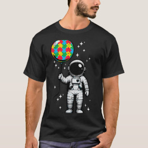 Camiseta Autismo Astronauta Puzzle Balão Fofo Conscientizaç