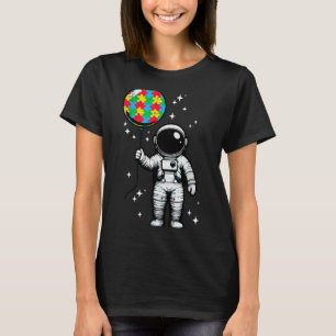 Camiseta Autismo astronauta quebra-cabeça balão fofo asd co