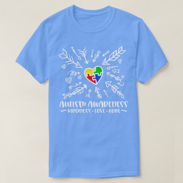Camiseta Autismo autismo gentileza amor esperança arco-íris (Frente do Design)