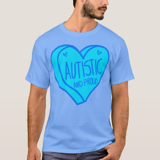 Camiseta Autismo Autista e Orgulhoso do Coração Azul