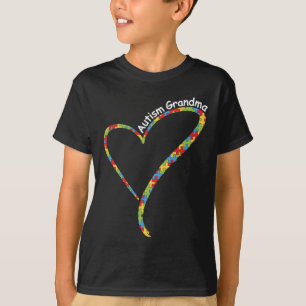 Camiseta Autismo Avó Autismo Quebra-cabeça Coração de Consc