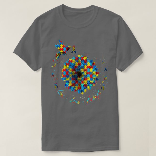 Camiseta Autismo Awarene do amor ao vivo do Quebra-cabeça d (Frente do Design)