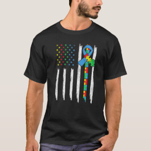 Camiseta Autismo Bandeira Americana Família Combinando Cria
