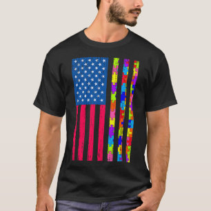 Camiseta Autismo Bandeira Americana Incomodada Pelo Autismo