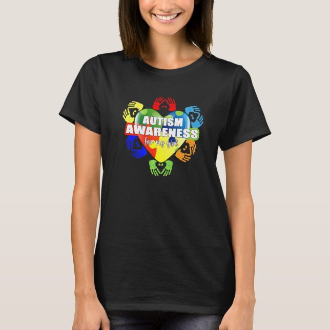 Camiseta Autismo Bonito Consciência Para Minha Garota Autis (Frente)