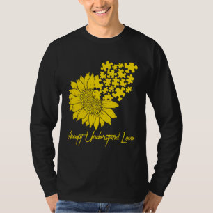 Camiseta Autismo Bonito Quebra-cabeça de Girassol Orgulho A