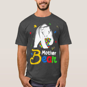 Camiseta Autismo Bonito Sensibilização Família Urso-Mãe Aut