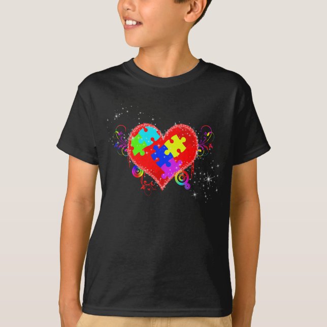 Camiseta Autismo Brilhando Coração (Frente)
