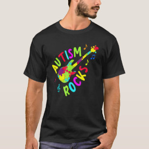 Camiseta Autismo Chora Peça de Quebra-Cabeça de Guitarra d
