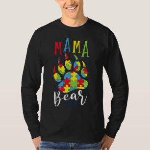 Camiseta Autismo Cita Autismo Mama Bear Paw Quebra-cabeça