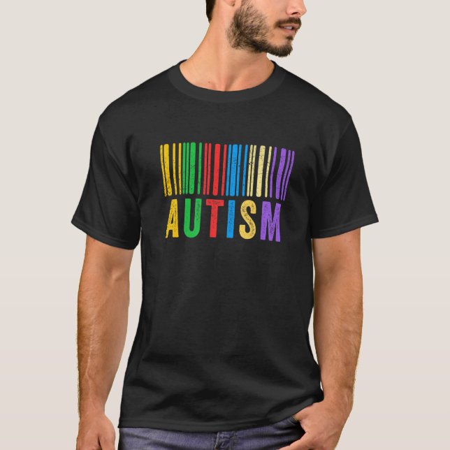 Camiseta Autismo Código de Barras Conscientização sobre Aut (Frente)