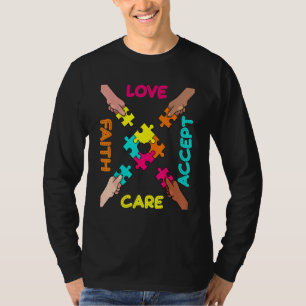 Camiseta Autismo Consciência Aceitação de Cores Quebra-cabe