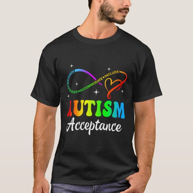 Camiseta Autismo Consciência Aceitação Infinidade Símbolo H (Frente)