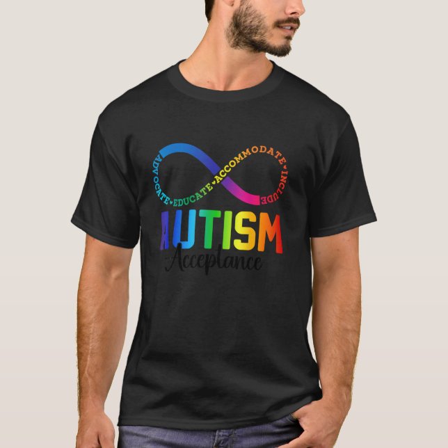 Camiseta Autismo Consciência Aceitação Infinidade Símbolo H (Frente)